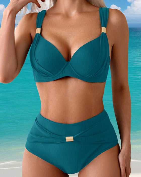 Sexy Bra Solid Color Bikini
