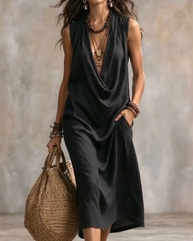 Sleeveless V-Neck Fashion Dress