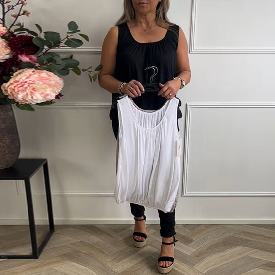 Sleeveless Solid Color Pleated Tank Top