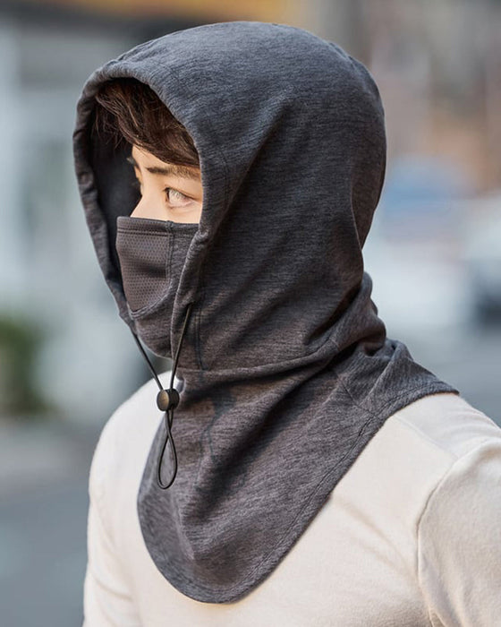Hooded face mask with neck warmer for cycling
